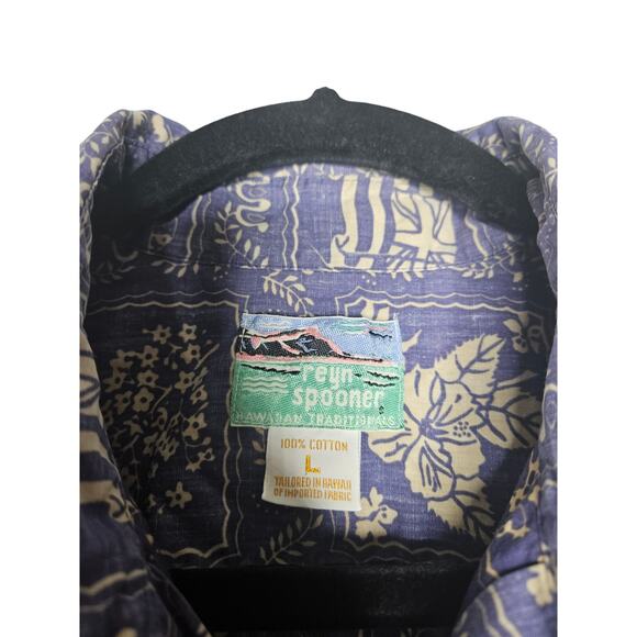 Reyn Spooner L Cotton Button Up Short Sleeve Hawaiian Shirt Lahaina Sailor - Picture 3 of 3